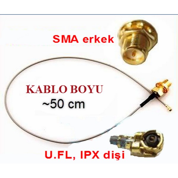 Pigtail%20Kablo%20IPX%20U.FL%20to%20SMA%20erkek-dışdiş%20(50%20cm)%20(U.FL%20dişi%20MHF1%20modeldir)
