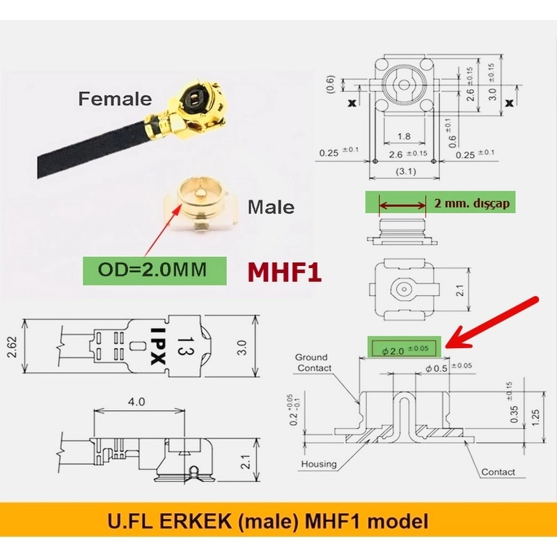 IPX%20U.FL%20erkek%20Konnektör%20Pcb-Board-Kart%20İçin%20Smt%20Smd%20(MHF1%20%20model)