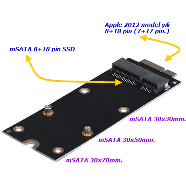 mSATA%20SSD%20to%208+18%20pin%20Apple%20Macbook%20Dönüştürücü%20Adaptör