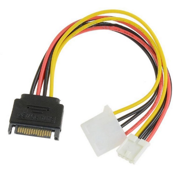 SATA to Floppy+3.5 IDE Power Dönüştürücü Kablo (erkek-dişi-dişi)