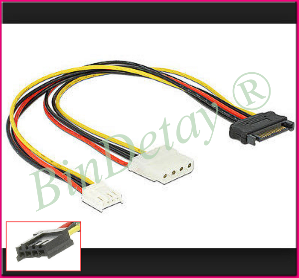 SATA to FLOPPY + IDE Power Dönüştürücü Kablo SATA 15 pin erkek to IDE 4