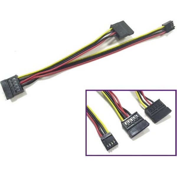 Floppy to 2x SATA Power Kablosu (Floppy 4 pin dişi-2 adet SATA dişi)