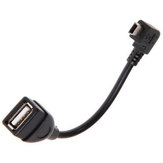 Mini USB to USB Dönüştürücü Kablo dirsekli Siyah (erkek-dişi)