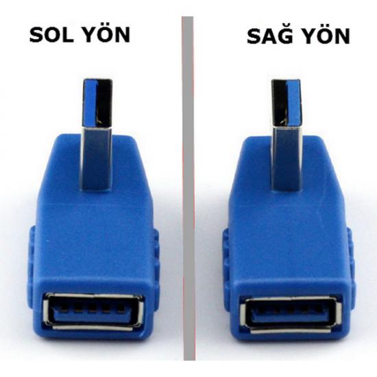 USB 3.0 to USB 3.0 Adaptör (erkek to dişi) (dirsekli tip) (Mvi)