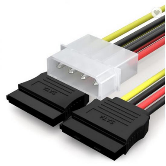 3.5 IDE to 2x SATA Power Çoklayıcı Y Kablo (1 adet 3.5 IDE erkek-2 adet SATA dişi)
